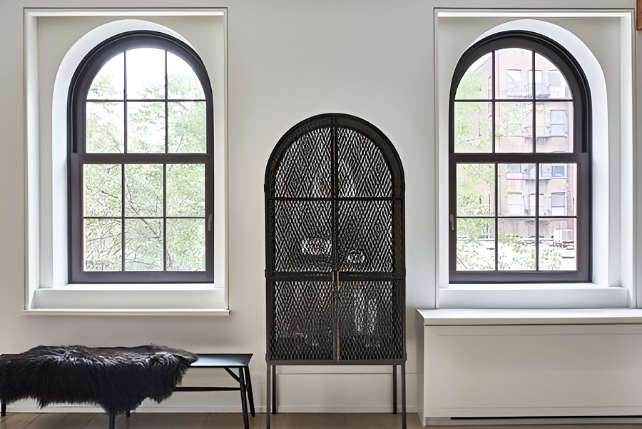 Mẫu của sổ nhôm kính uốn vòm hiện đại, sang trọng